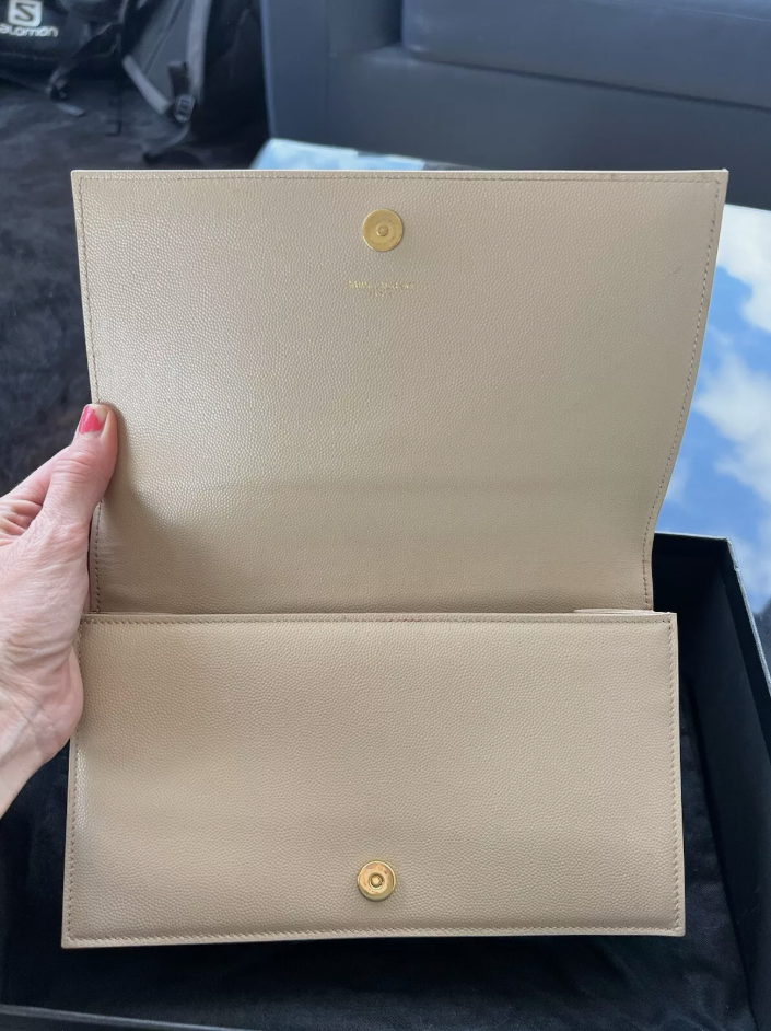 Saint Laurent YSL Beige Leather Clutch Bag