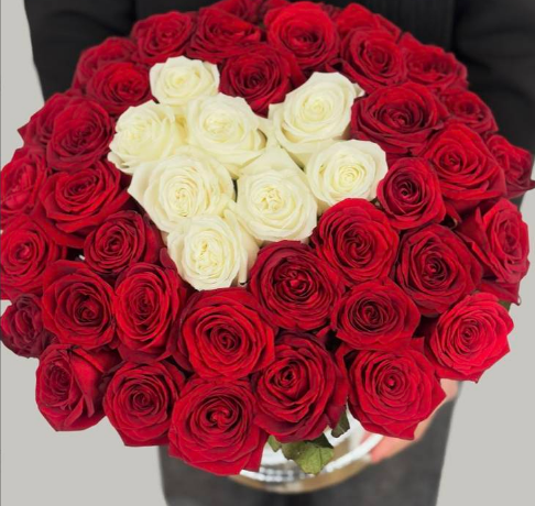 Heartfelt Devotion (Red and white roses)