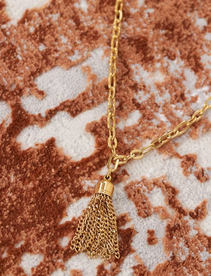 Petit Moments seabrook vintage tassel chain necklace in gold