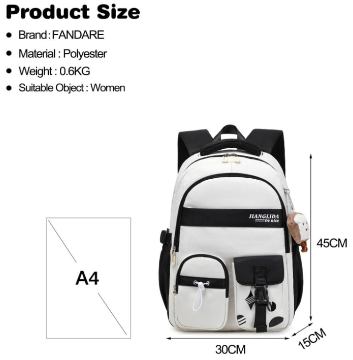 FANDARE Teens Casual Daypacks School Backpack School Bags Back Packs School Bag for Girls Boys Travel Backpack Secondary School Rucksack Backpack Daypacks Travel College Bag Black