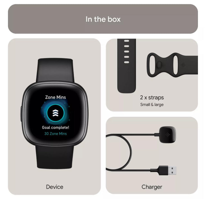 Fitbit Versa 4 Health & Fitness Smartwatch with Heart Rate Monitor, Black/Graphite