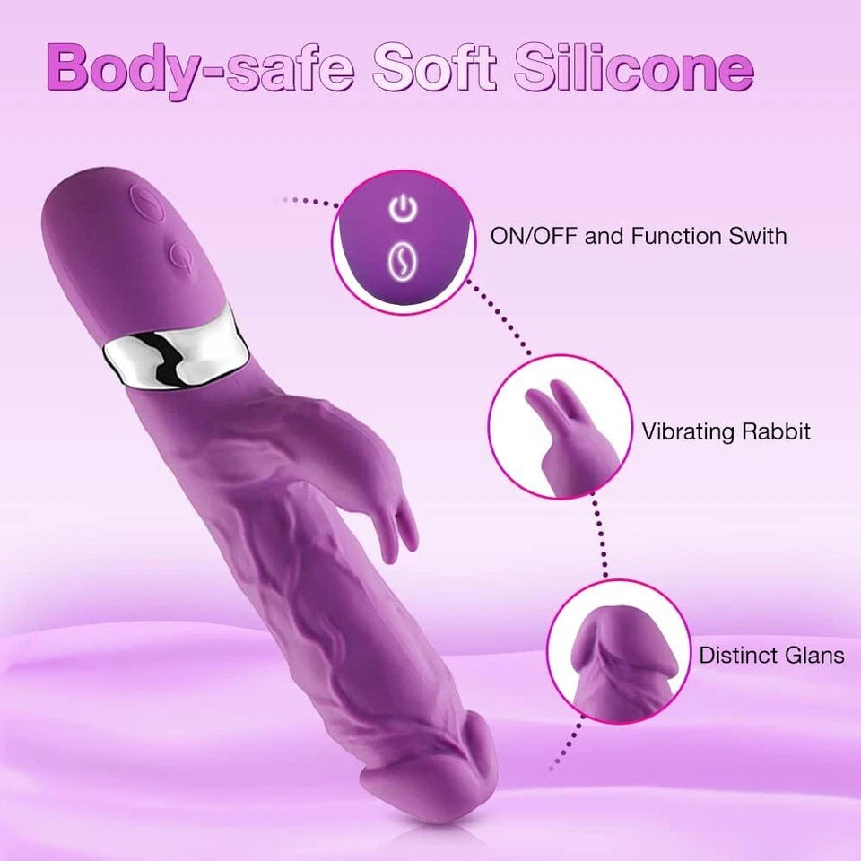 Rabbit Vibrator Realistic Dildo Clit Vibrating G-Spot Massage Sex Toy for Women