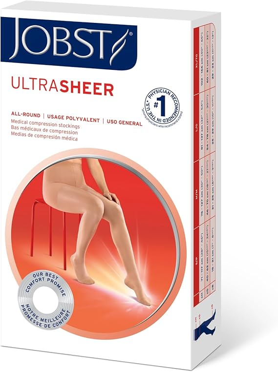 JOBST UltraSheer Waist High 20-30 mmHg Compression Stockings Pantyhose, Closed Toe