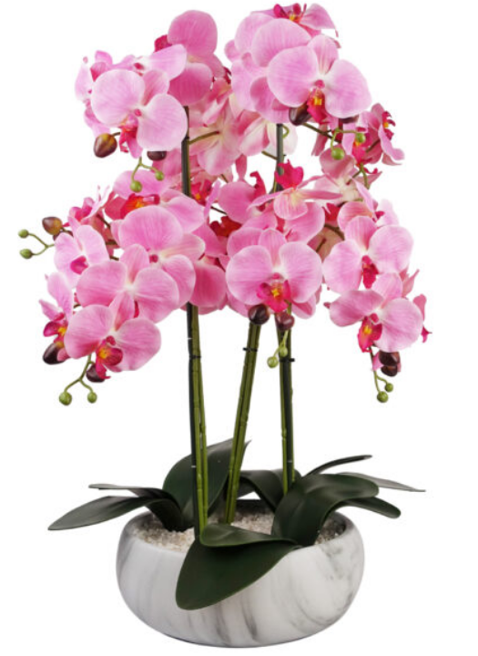 60cm Orchid Artificial Pink – Marble Effect Ceramic Planter