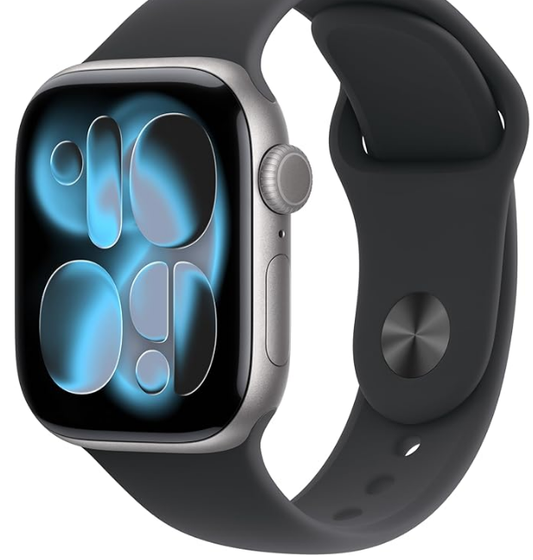 Apple Watch Series 11 GPS 42mm Smartwatch with Space Grey Aluminium Case with Black Sport Band S/M. Sleep Score, Fitness Tracker, Health Monitoring, Always-On Display, Water Resistant