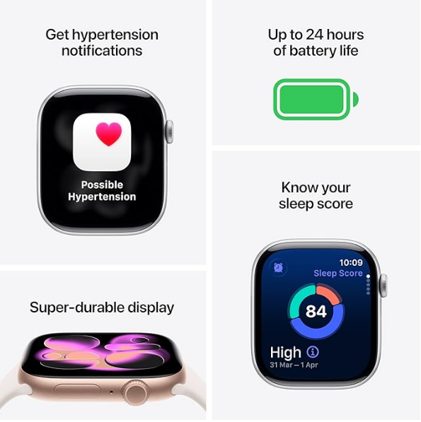 Apple Watch Series 11 GPS 46mm Smartwatch with Space Grey Aluminium Case with Black Sport Band S/M. Sleep Score, Fitness Tracker, Health Monitoring, Always-On Display, Water Resistant