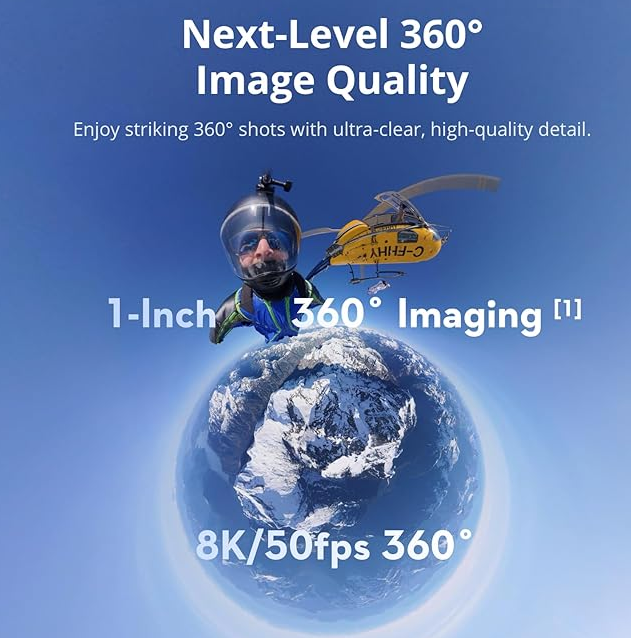 DJI Osmo 360 Standard Combo, 360 Camera With 1-Inch 360° Imaging, Native 8K 360° Video, 4K/120fps & 170° Boost Video, 120MP 360° Photo, 100-Min 8K Recording, Waterproof, Action Camera for Sports, Vlog