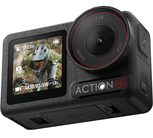 DJI Osmo Action 5 Pro Essential Combo, Action Camera With 1/1.3″ Sensor, 4K/120fps Waterproof Camera, Subject Tracking, Stabilization, Dual OLED Touchscreens, Ideal for Sports, Vlog