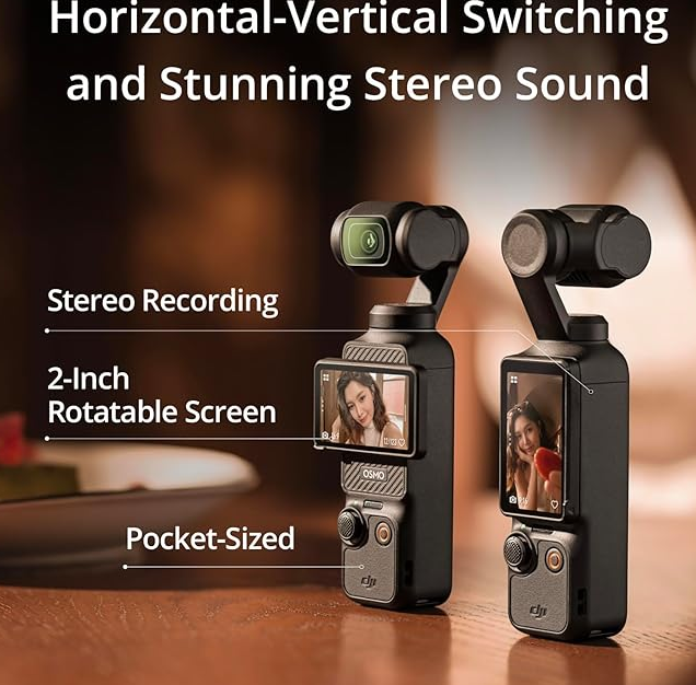 DJI Osmo Pocket 3 Creator Combo, Vlogging Camera with 1'' CMOS & 4K/120fps Video, 3-Axis Stabilization, Face/Object Tracking, Fast Focusing, Mic Included for Clear Sound, Small Camera for Photography