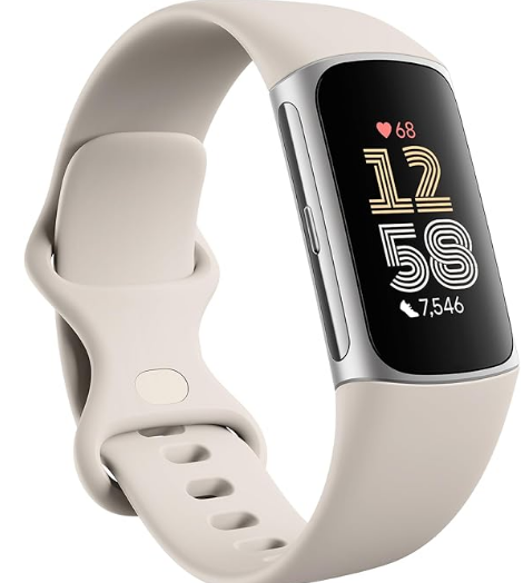 Google Fitbit Charge 6 Activity Tracker with 6-months Premium Membership Included, 7 days battery life and Google Wallet and Google Maps, Porcelain / Silver Aluminium