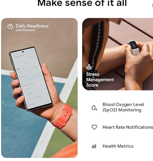 Google Fitbit Charge 6 Activity Tracker with 6-months Premium Membership Included, 7 days battery life and Google Wallet and Google Maps, Porcelain / Silver Aluminium