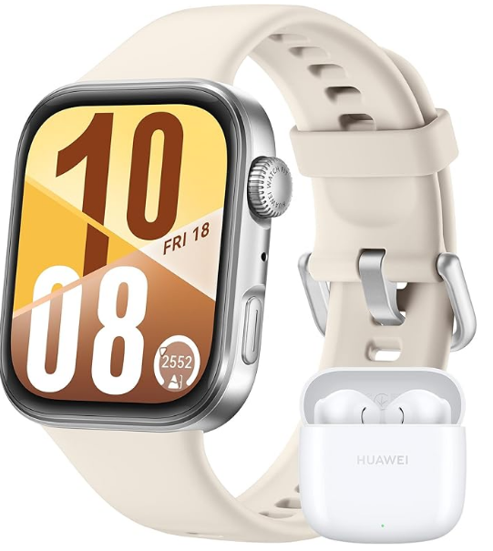 HUAWEI WATCH FIT 4 Aluminum Alloy White + FreeBuds SE 2 White, Smartwatch for Men Women, Ultra Slim, iOS & Android, up to 10 Days Battery Life, Bluetooth Call, GPS Running Smartwatch, AMOLED Display