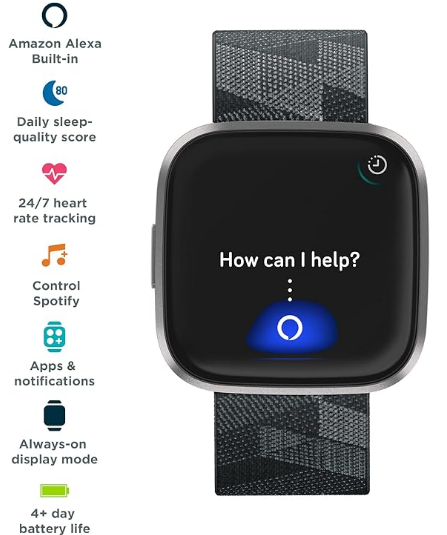Fitbit Versa 2 Health & Fitness Smartwatch with Voice Control, Sleep Score & Music