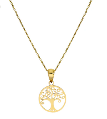 9ct Gold Tree of Life Pendant Necklace 16 - Inches