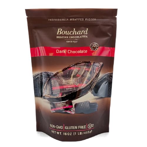 Bouchard Premium Belgian Dark Chocolate with 72% Cacao | Individually Wrapped Pieces (1 LB)