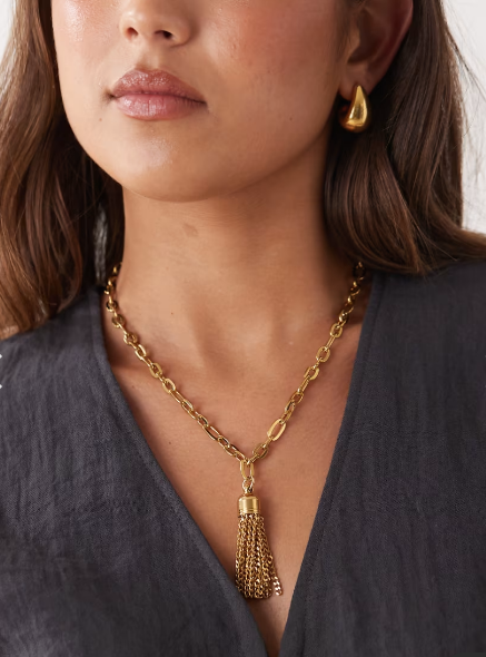 Petit Moments seabrook vintage tassel chain necklace in gold