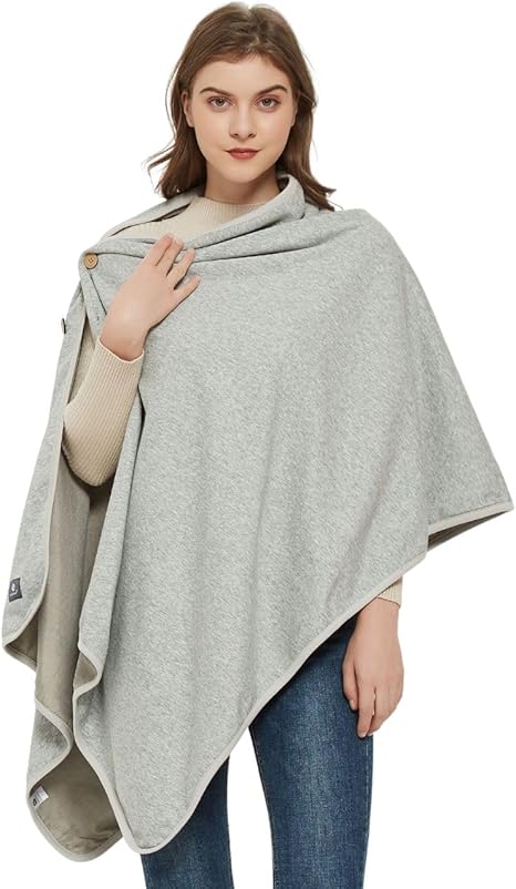 Radia Smart EMF Poncho Blanket, 5G, Wearable Faraday Blanket, RF Shielding, WiFi Blocker, EMF Clothing 28'' x 72'', Black/Grey