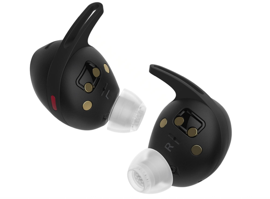 Sennheiser MOMENTUM Sport Earbuds with Fitness Tracker for Heart Rate and Body Temperature - Crystal-Clear Sound with Adaptive ANC, Secure Fit, 24-Hour Battery Life - Black