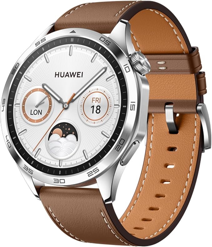 HUAWEI WATCH GT 4 Smart Watch for Women-Up to 7 days Battery Life-Fitness Tracker Compatible with iOS & Android - 24H Health Monitoring including specific Women Health Management - Leather White