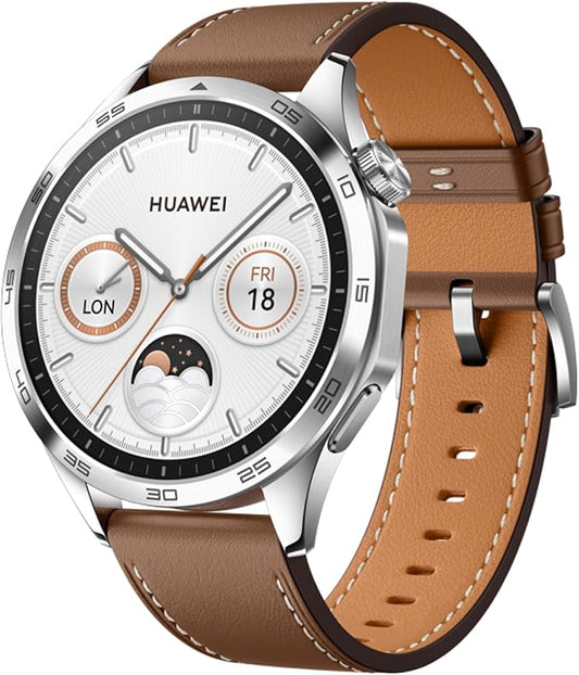 HUAWEI WATCH GT 4 Smart Watch for Women-Up to 7 days Battery Life-Fitness Tracker Compatible with iOS & Android - 24H Health Monitoring including specific Women Health Management - Leather White