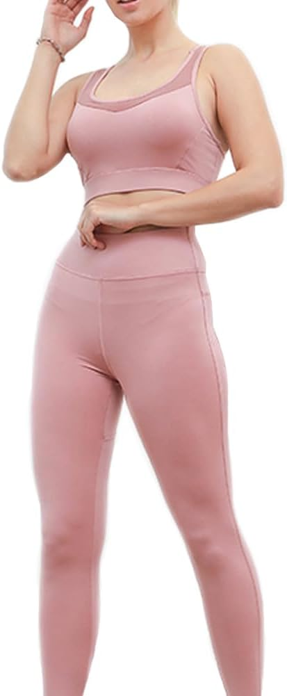 Nesyd Women's 1 Piece Workout Sets Yoga Outfits Sport Running Fitness Exercise Gym Athletic Tracksuits Sportwear Activewear