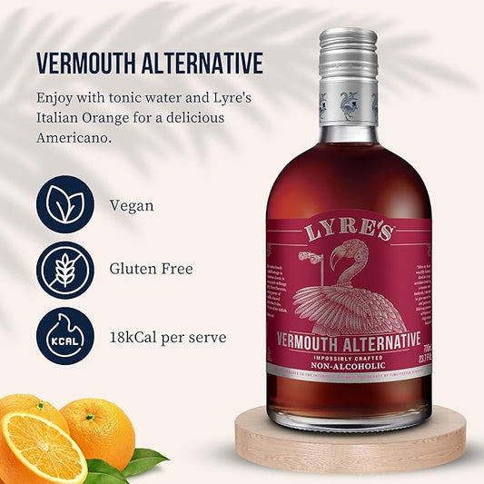 Lyre's Vermouth Alternative, Non Alcoholic Aperitif Rosso for Zero Proof Negroni, Manhattan and Cocktails, Award Winning Non Alcoholic Sweet Vermouth (23.7 Fl Oz)