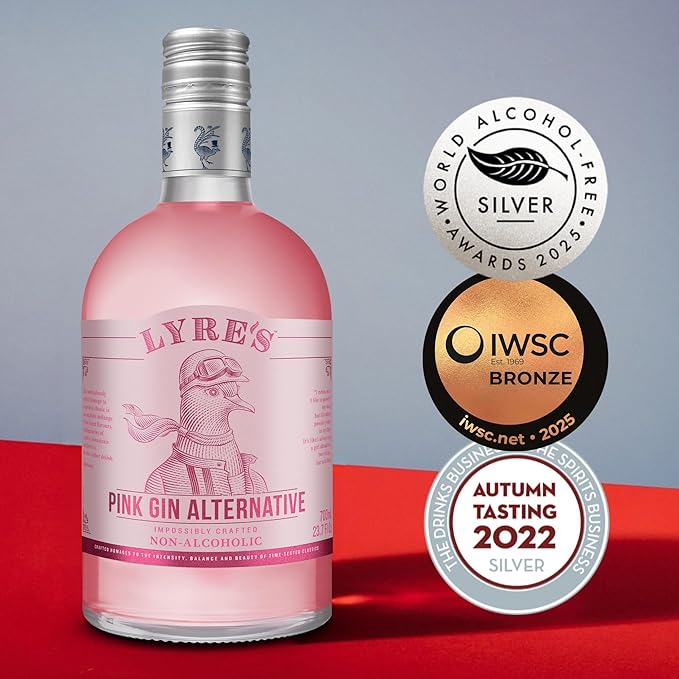 Lyre’s Pink London Spirit, Award-Winning Non Alcoholic Pink Gin Alternative, Zero Proof Botanical Spirit for Alcohol Free Pink Gin & Tonics and Mocktails (23.7 Fl Oz)