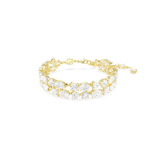 Swarovski Gold Mesmara White Mixed Cuts Double Bracelet