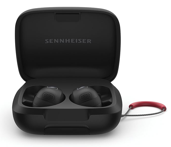 Sennheiser MOMENTUM Sport Earbuds with Fitness Tracker for Heart Rate and Body Temperature - Crystal-Clear Sound with Adaptive ANC, Secure Fit, 24-Hour Battery Life - Black