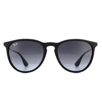 Ray-Ban Round Rubberised Black Grey Gradient Erika 4171 Sunglasses