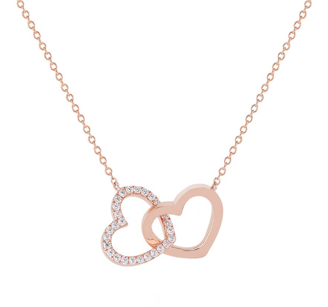 Argento Rose Gold Interlocking Hearts Necklace