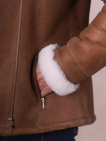 Allerdale Sheepskin Aviator Jacket in Caramel