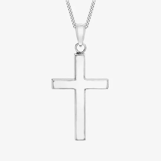 9ct White Gold Plain Cross Necklace 5.64.0043