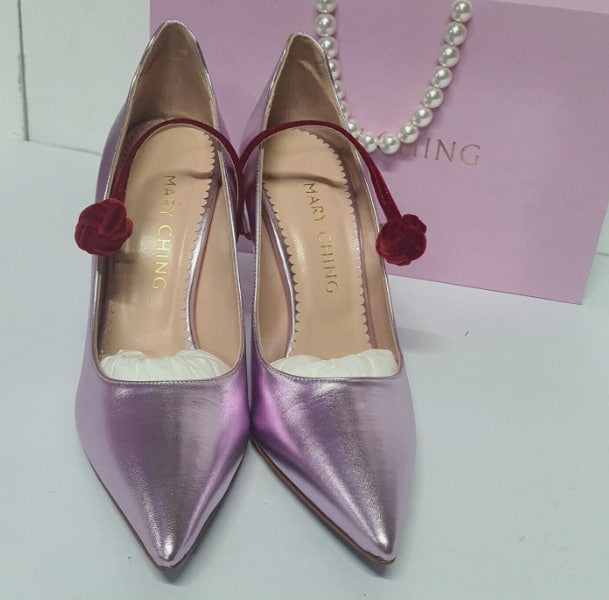Women's High Heels Leather Shoes Mary Ching Jacqueline 105 Pink Size Optional
