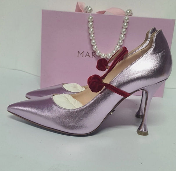 Women's High Heels Leather Shoes Mary Ching Jacqueline 105 Pink Size Optional
