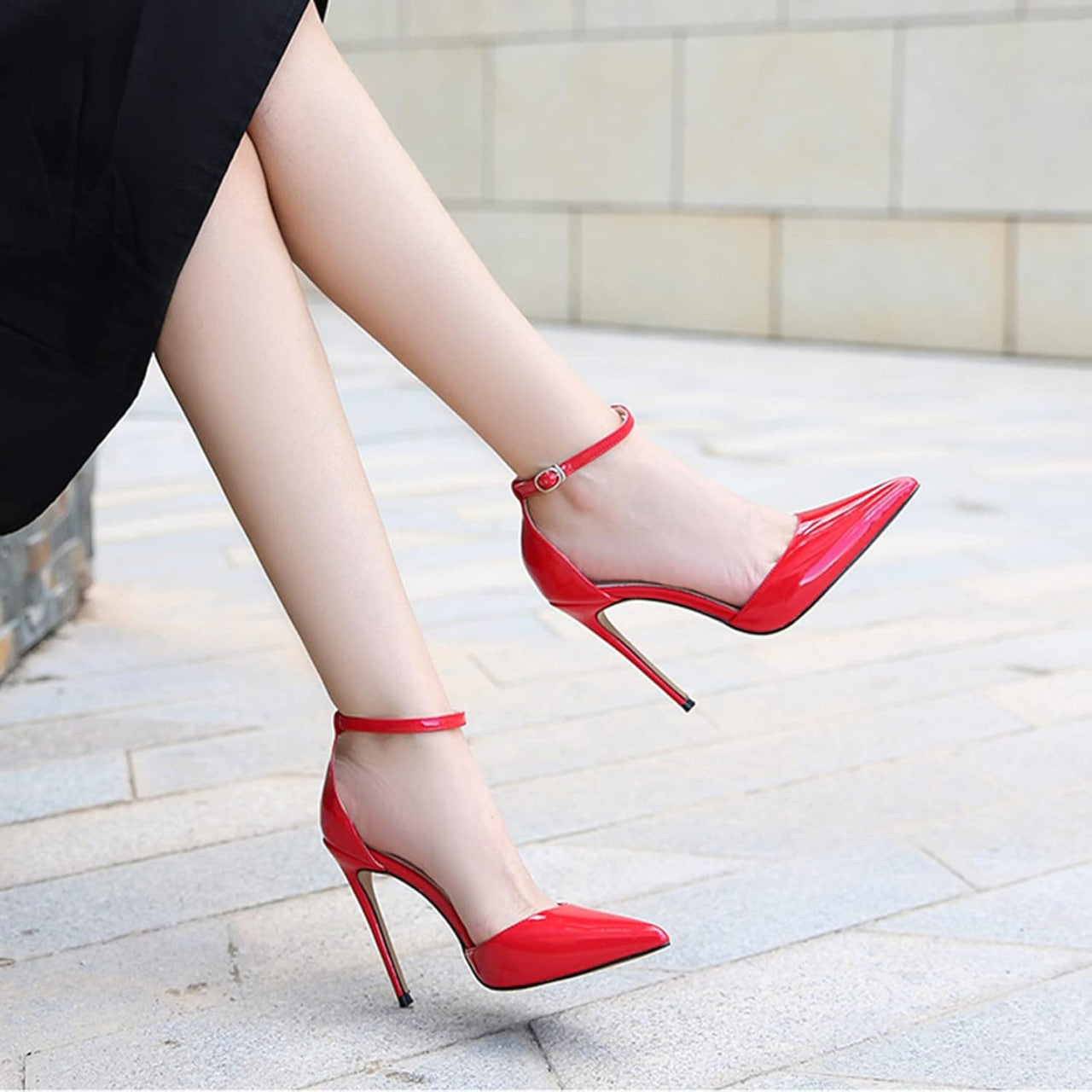 Women's Fashion Boots 12CM/4.72IN High-Heeled Shoes with Buckle Stiletto High-Heeled Shallow Mouth Pointed Toe Hollow Shoes