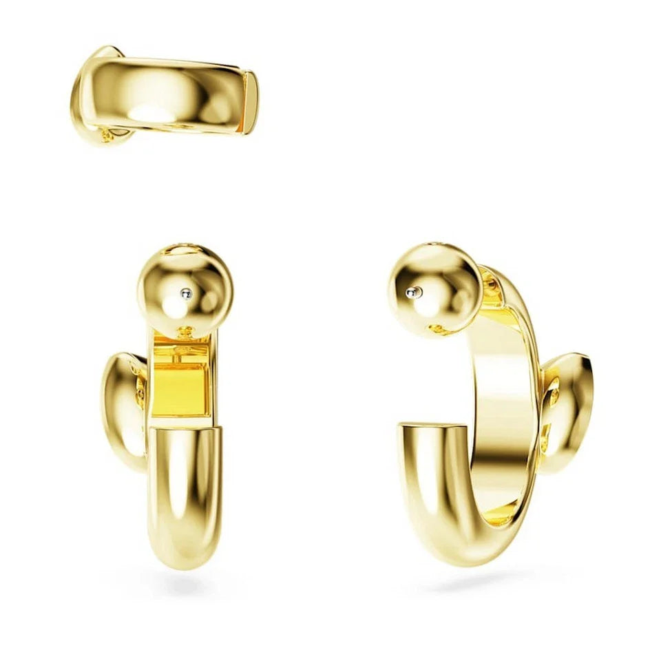 NEW Swarovski Dextera Hoop Earrings w/Ear Cuff Set Gold-Tone Plated 3pce