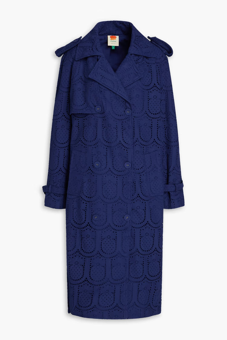 FARM RIO Broderie anglaise cotton trench coat